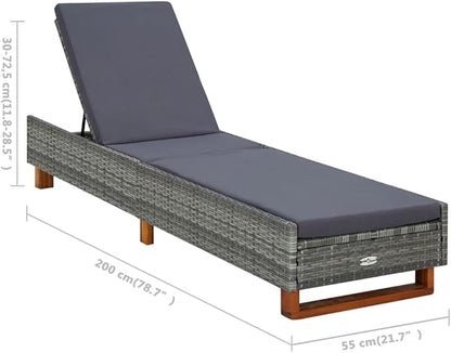 Sunbed Hammock Chair,Lounge Chair,Patio Lounge Chairs,Christopher Knight Outdoor Furniture,Outdoor Chaise Lounge,Outdoor Lounge Chairs Set of 2,with Cushion Poly Rattan Gray