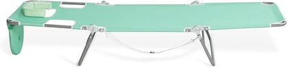 Ostrich Chaise Lounge Outdoor Portable Folding 4 Position Recliner Chair for Beach, Patio, Camp, and Pool with Carrying Strap, Teal (2 Pack)
