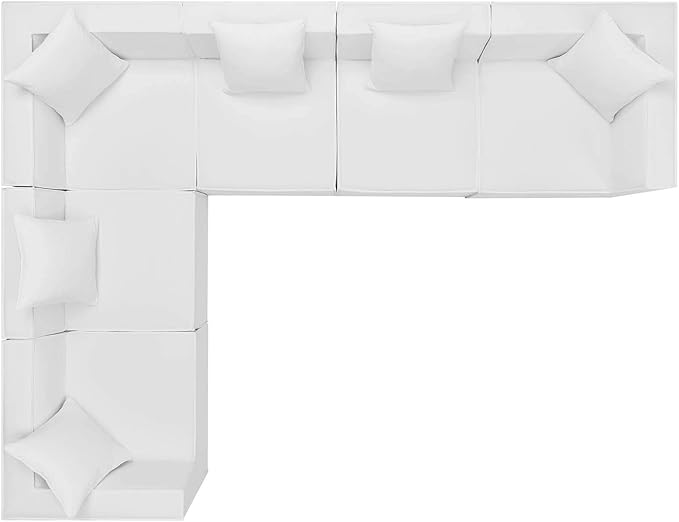Modway EEI-4385-WHI Saybrook Patio Upholstered 6-Piece Sectional Sofa in White - Photo 4