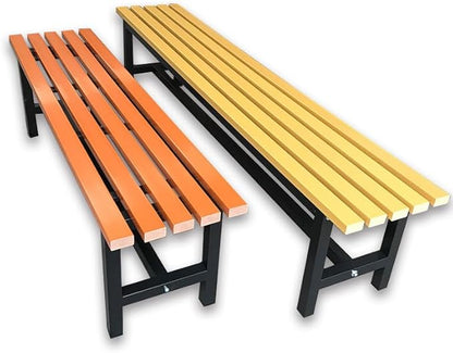 Generic Outdoor Metal Garden Bench with Backrest, Orange, for Patio, Deck, Yard, Lawn (yellow, L 150 x W 37 x H 45)