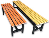 Generic Outdoor Metal Garden Bench with Backrest, Orange, for Patio, Deck, Yard, Lawn (light coffee color - Photo 3