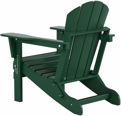 Costaelm Outdoor Folding Chair, Outdoor Seating Folding Firepit Chairs, All Weather Poly Adirondack Chair for Deck Backyard Garden Lawn Pool Patio, Dark Green