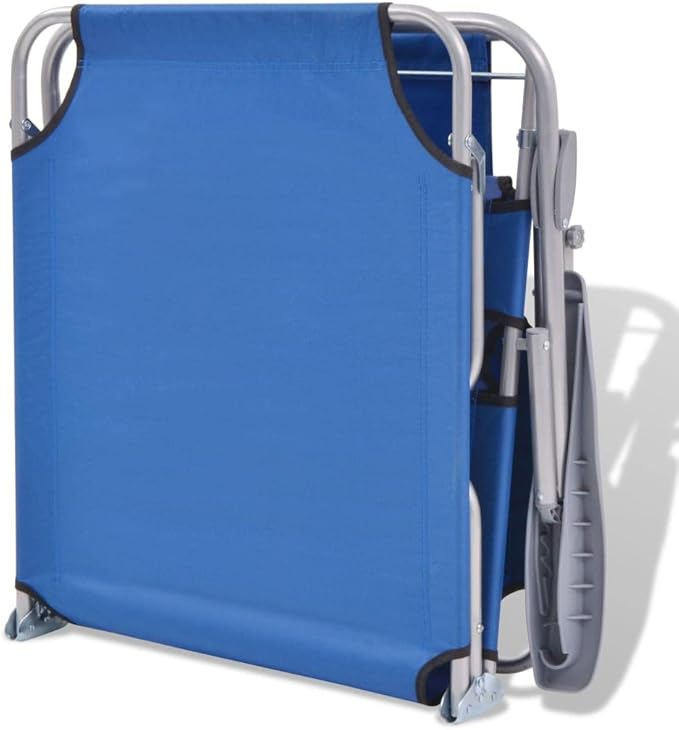 Sun Lounger with Canopy, 74.4"x22.8" Folding Steel Frame Outdoor Chaise Lounge - Photo 8
