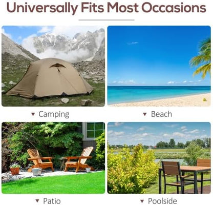 3-in-1 Oversized Sun Tanning Chair with Mat & Face Hole, Heavy Duty Folding Chaise Lounge - 5-Position Adjustable Outdoor Chair for Beach, Pool, Patio, Lawn, Yard - Includes Pillow (Brown 2)