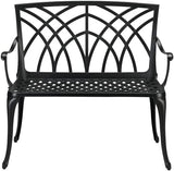 Patio Outdoor Park Loveseat Bench for Garden Porch Deck Made Cast Iron Anti-Rust Aluminum Metal - Photo 7