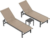 Outdoor Lounge Chairs Set of 3, Aluminum Chaise Lounge Chairs with 5-Position Recliner, Patio Lounge Chair for Backyard - Photo 1