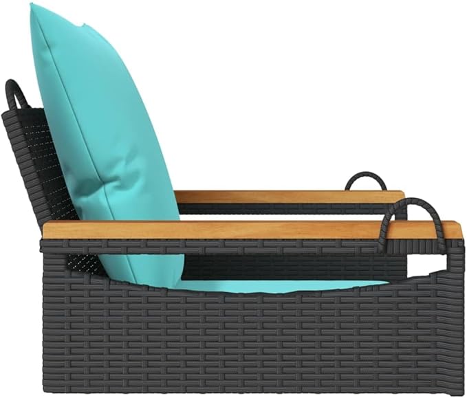 Patio Swing Bench Black Outdoor Garden Seating with Plush Cushions Weather Resistant Materials Compact Design for - Photo 6