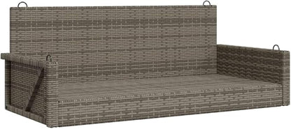 Grey Poly Rattan Swing Bench 46.9 x 22.0 x 22.0 Inches Durable Outdoor Furniture with UV-Resistant Materials and Powder-Coated Steel Frame for Patio Garden Relaxation