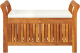 Garden Storage Bench Cream White, Natural Wood Garden Seating Outdoor Benches for Balcony - Photo 4