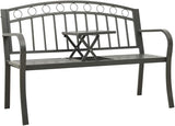 Garden Bench Deck Bench Patio Bench with a Table 49.2" Steel Gray - Photo 1