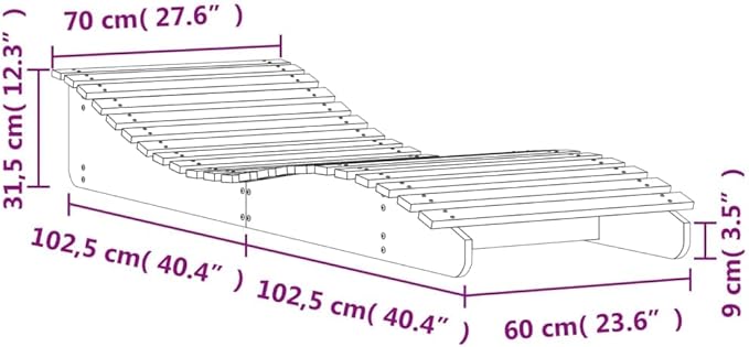 Adjustable Fir Wood Outdoor Chaise Lounge, 80.7"x27.6"x12.4", 3-Position Reclining Backrest, Natural Finish for Patio - Photo 3