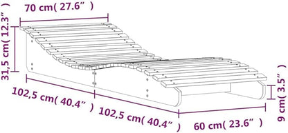 Adjustable Fir Wood Outdoor Chaise Lounge, 80.7"x27.6"x12.4", 3-Position Reclining Backrest, Natural Finish for Patio, Pool, Garden