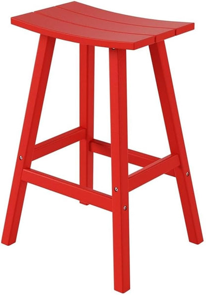Costaelm All-Weather Outdoor Bar Stools, 29" Height Patio Stools & Bar Chairs, Adirondack Poly Patio Bar Stool for Patio, Deck, Kitchen Counter and Garden, Red