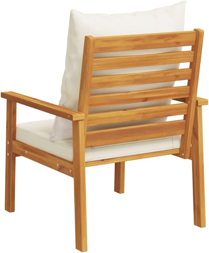 Solid Acacia Wood Garden Sofa Chair Set with Cushions for Outdoor and Indoor Use, Modern Patio Furniture - Photo 8