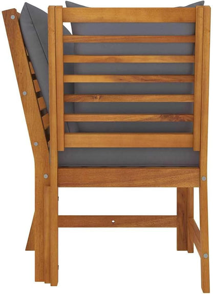 Outdoor Acacia Wood Sectional Corner Sofa with Thick Cushions for Patio Garden Deck Poolside Lounge Seating