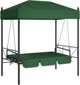 Outdoor Convertible Garden Swing Bench with Canopy, 3-Seater Patio Porch Swing Bed, Heavy Duty Powder-Coated Steel Frame - Photo 4
