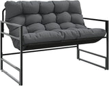 Modern Steel Furniture Garden Bench with Textilene Cushion, 2-Person Seating Capacity - Photo 2