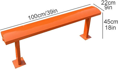 Outdoor Metal Garden Bench, All-Weather Backless Park Bench for Garden, Porch, Backyard, Park, Lawn, Entryway - Weatherproof Design, 2-3 Person Capacity