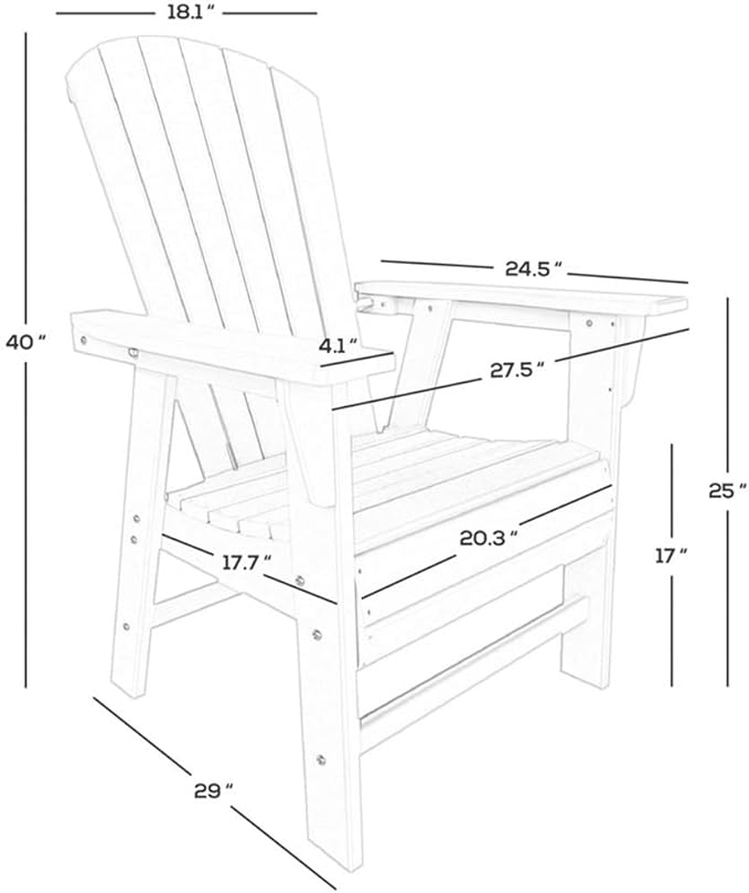 Costaelm Outdoor Adirondack Chair, HDPE Patio Balcony Chairs, Portside Seashell Nautical Curveback Adirondack Chair and Fire Pit Chairs, Weathered Wood