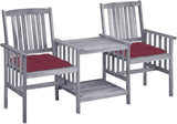 vidaXL Solid Acacia Wood Patio Chairs with Tea Table and Cushions - Comfortable Outdoor Seating Experience - Photo 1
