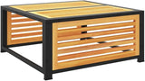 Garden Stool Cream White Solid Acacia Wood with Powder-Coated Steel Frame and Removable Cushion - Photo 6