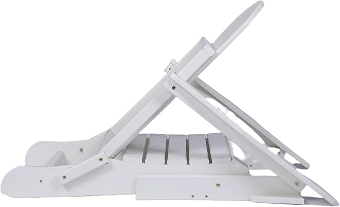 Assembly-free Folding Adirondack Chair, All-Weather Fire Pit Chairs, Oversized All Weather Resistant Outdoor Adirondack Chair for Firepit Area BBQ Beach Deck Garden Lawn Backyard Pool (Antique White)