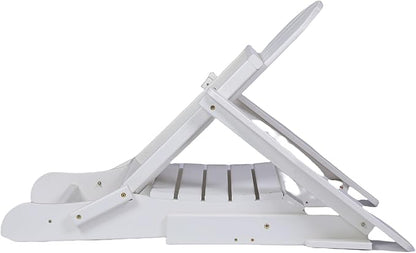Assembly-free Folding Adirondack Chair, All-Weather Fire Pit Chairs, Oversized All Weather Resistant Outdoor Adirondack Chair for Firepit Area BBQ Beach Deck Garden Lawn Backyard Pool (Antique White)