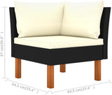 2-Piece Square Outdoor Sofa Black PE Rattan Modular Loveseat Set 25.4"x25.4"x26.4" Lightweight Cushions for Balcony - Photo 6