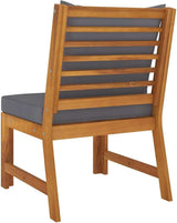 Modular Sectional Middle Sofa in Dark Grey with Solid Acacia Wood Frame and Soft Cushions for Indoor Outdoor Use - Photo 5