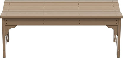 WO Home Furniture Outdoor 46" Backless HDPE Adirondack Bench, Poly Lumber Seat for Patio, Backyard, Balcony, All Weather Resistant with UV Protection, Weatherwood