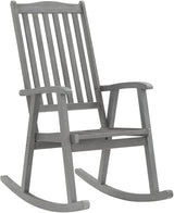 Outdoor Rocking Chair with Anthracite Cushions, Solid Acacia Wood Vintage Rocker with High Backrest for Patio, Porch - Photo 3