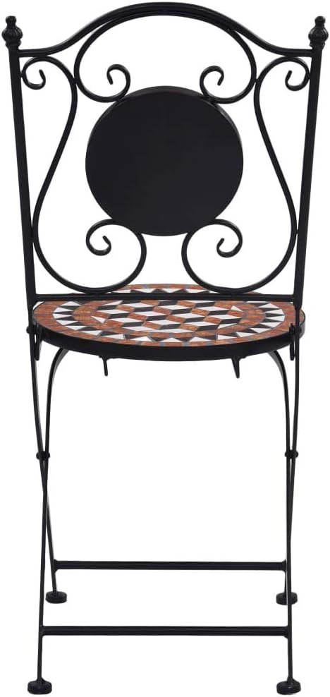 Mosaic Bistro Chairs 2 pcs Brown Ceramic Patio Chairs Outdoor Furniture Outdoor Chairs Suitable for Gardens, Pools and Balconies.