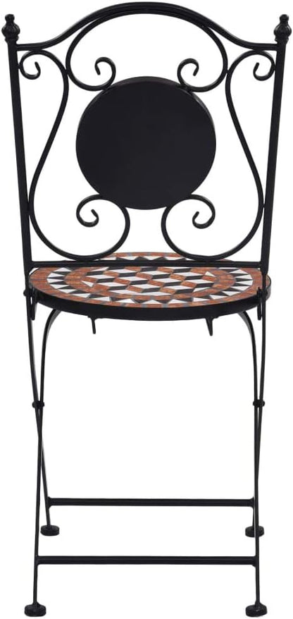 Mosaic Bistro Chairs 2 pcs Brown Ceramic Patio Chairs Outdoor Furniture Outdoor Chairs Suitable for Gardens, Pools and Balconies.