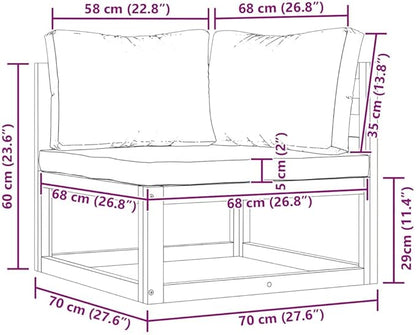 vidaXL Outdoor Solid Acacia Wood Sectional Corner Sofa with Cream White Cushions, Customizable Configurations, Weather-Resistant and Durable