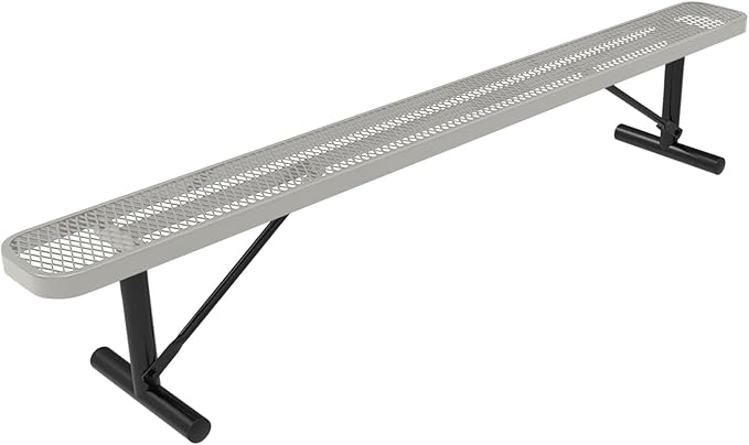 COATEDOUTDOORFURNITURE Coated Outdoor Furniture Heavy-Duty Portable Outdoor Bench Thermoplastic Coated, Expanded Metal, Commercial-Grade Seating, Made in America (Portable Without Back, 8 Ft, Grey)