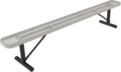 COATEDOUTDOORFURNITURE Coated Outdoor Furniture Heavy-Duty Portable Outdoor Bench Thermoplastic Coated, Expanded Metal, Commercial-Grade Seating, Made in America (Portable Without Back, 8 Ft, Grey)