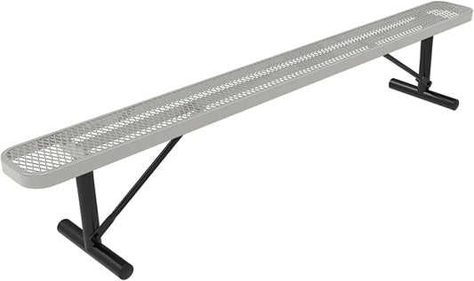 COATEDOUTDOORFURNITURE Coated Outdoor Furniture Heavy-Duty Portable Outdoor Bench Thermoplastic Coated, Expanded Metal, Commercial-Grade Seating, Made in America (Portable Without Back, 8 Ft, Grey)