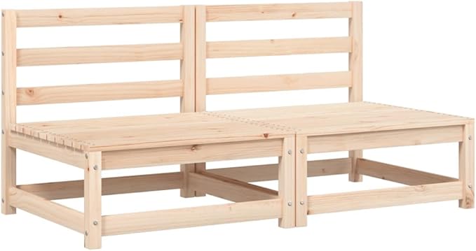 Rustic Grey Modular Garden Sofa Set Solid Pine Wood Outdoor Furniture Weather-Resistant Cushions Compact Patio Seating