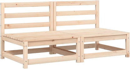 Rustic Grey Modular Garden Sofa Set Solid Pine Wood Outdoor Furniture Weather-Resistant Cushions Compact Patio Seating