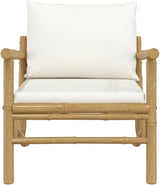 Outdoor Combination Sofa Terrace Furniture Set Garden Chair Cream Cushions Bamboo, Polyester, Foam, PP Cotton - Photo 4