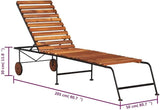 36.6 lbs Rustic Brown Solid Acacia Wood Outdoor Chaise Lounge with 3-Position Reclining Backrest, Steel Frame - Photo 1
