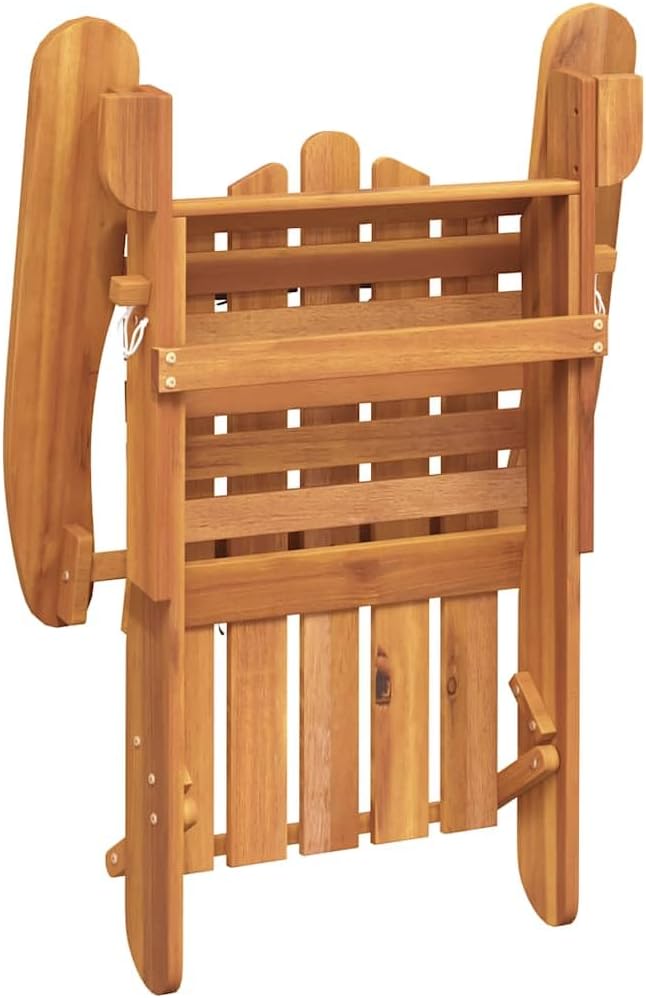 Solid Acacia Wood Adirondack Garden Chair with Cream White Finish and Natural Wood Tone, Comfortable Cushion - Photo 4