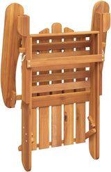 Solid Acacia Wood Adirondack Garden Chair with Cream White Finish and Natural Wood Tone, Comfortable Cushion - Photo 4