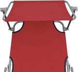 Folding Red Sunlounger with Adjustable Canopy - Photo 7