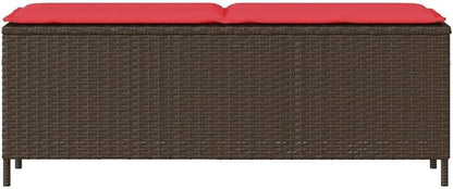 Garden Bench Deck Bench Patio Bench with Cushion Brown 43.3"x11.8"x15.9" Poly Rattan