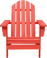 Red Solid Fir Wood Adirondack Chair Outdoor Patio Lounge Furniture Comfortable Ergonomic Design for Garden Beach - Photo 3