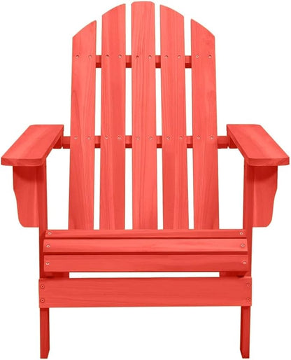 Red Solid Fir Wood Adirondack Chair Outdoor Patio Lounge Furniture Comfortable Ergonomic Design for Garden Beach Camping and Relaxation (27.4"x34.1"x35.2")