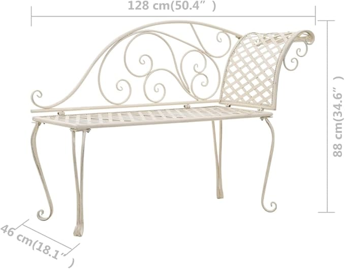 Outdoor Garden Chaise Lounge, Vintage Wrought Iron Patio Recliner with Scroll Patterns - Photo 2