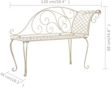 Antique White Metal Garden Chaise Lounge with Decorative Inlays, Vintage Outdoor Patio Furniture for Relaxation - Photo 2
