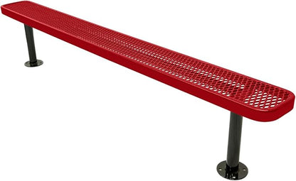 COATEDOUTDOORFURNITURE Coated Outdoor Furniture Heavy-Duty Outdoor Bench Thermoplastic Coated, Expanded Metal, Commercial-Grade Seating, Made in America (Surface Without Back, 8 Ft, Textured Red)